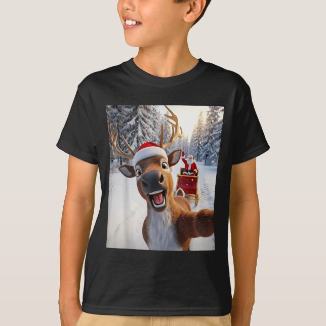 Camiseta Funny Reindeer Selfie Santa Merry Christmas Men Wo (Anverso)