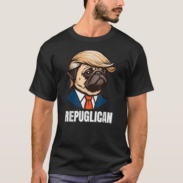 Camiseta Funny Republican Pug Political Dog Repuglican Men  (Anverso)