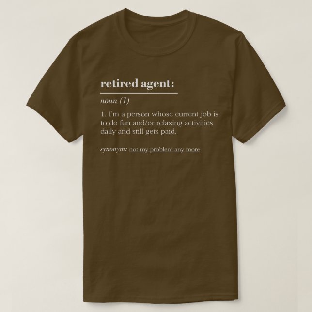 Camiseta Funny Retirado Agente de definición de diccionario (Diseño del anverso)