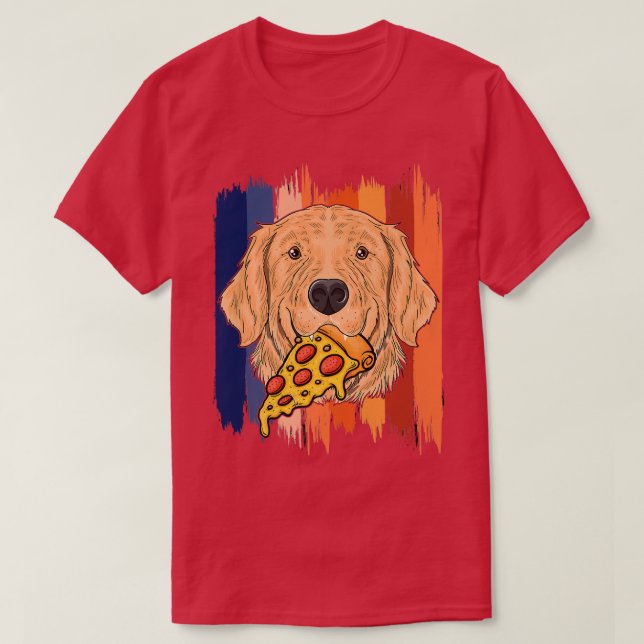 Camiseta Funny Retriever Dog Face With Pizza Golden Retriev (Diseño del anverso)