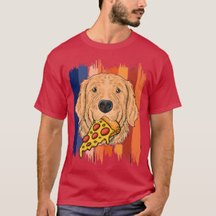 Camiseta Funny Retriever Dog Face With Pizza Golden Retriev