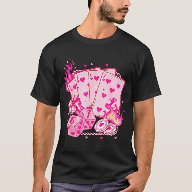 Camiseta Funny Retro 6 7 Valentine Love Hearts Playing Card (Anverso)