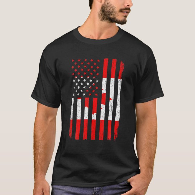 Camiseta Funny Retro Canadá Bandera Estados Unidos Hombres  (Anverso)