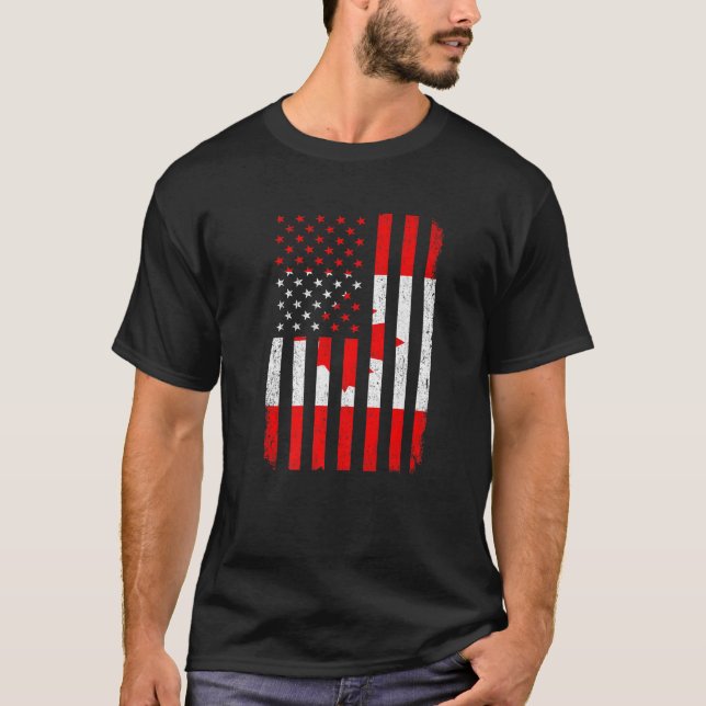 Camiseta Funny Retro Canadá Bandera Estados Unidos Hombres  (Anverso)