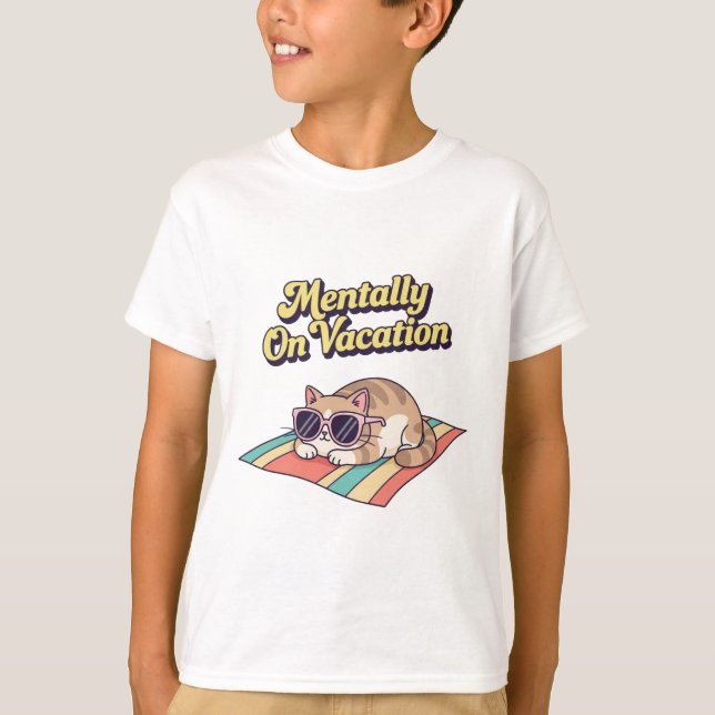 Camiseta Funny Retro Cat Vacation Kids T-Shirt (Anverso)