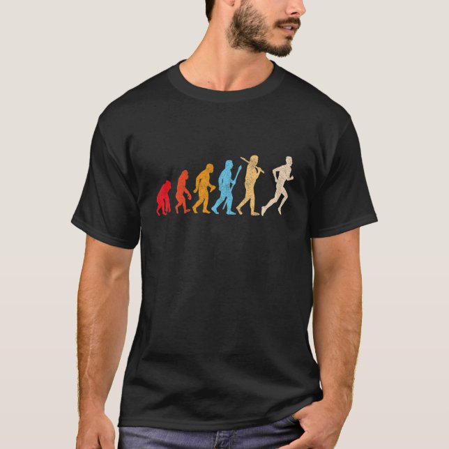 Camiseta Funny Retro Evolution Of Man Running Runners Jogge (Anverso)