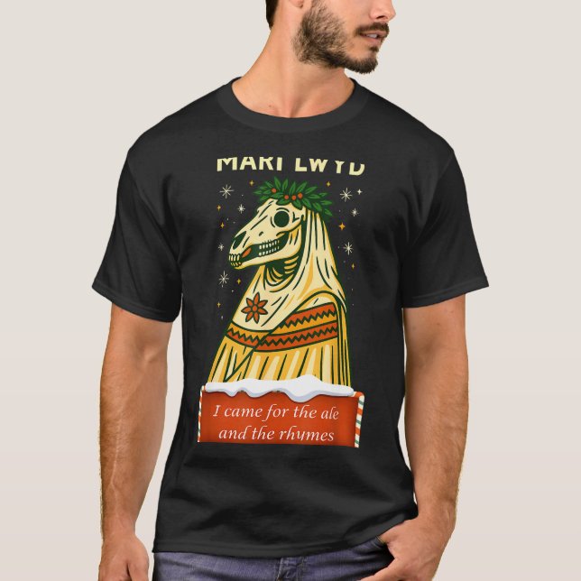 Camiseta Funny Retro Folklore Skeleton Horse Mari Lwyd Yule (Anverso)