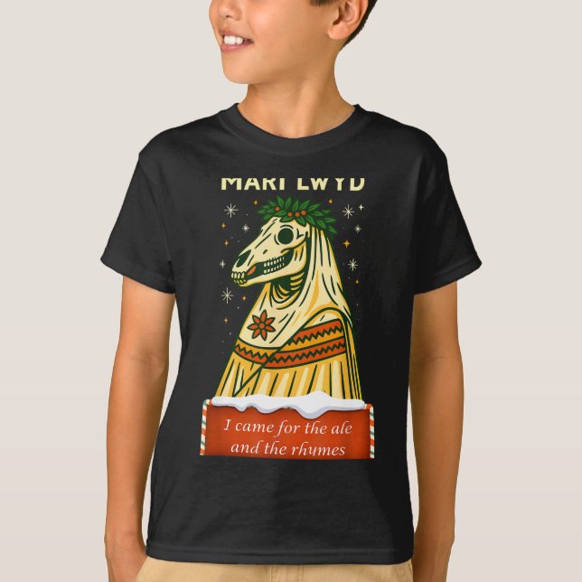 Camiseta Funny Retro Folklore Skeleton Horse Mari Lwyd Yule (Anverso)