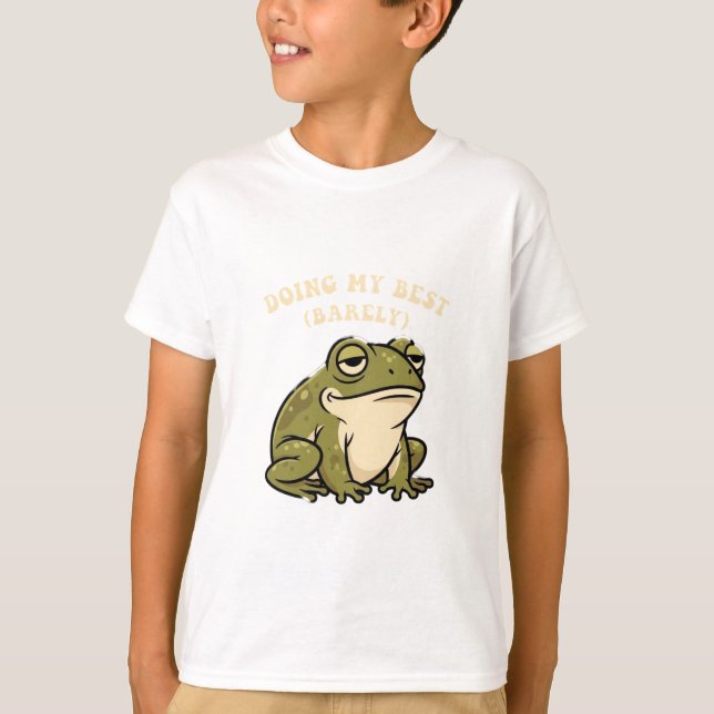 Camiseta Funny Retro Frog Barely Trying Kids T-Shirt (Anverso)