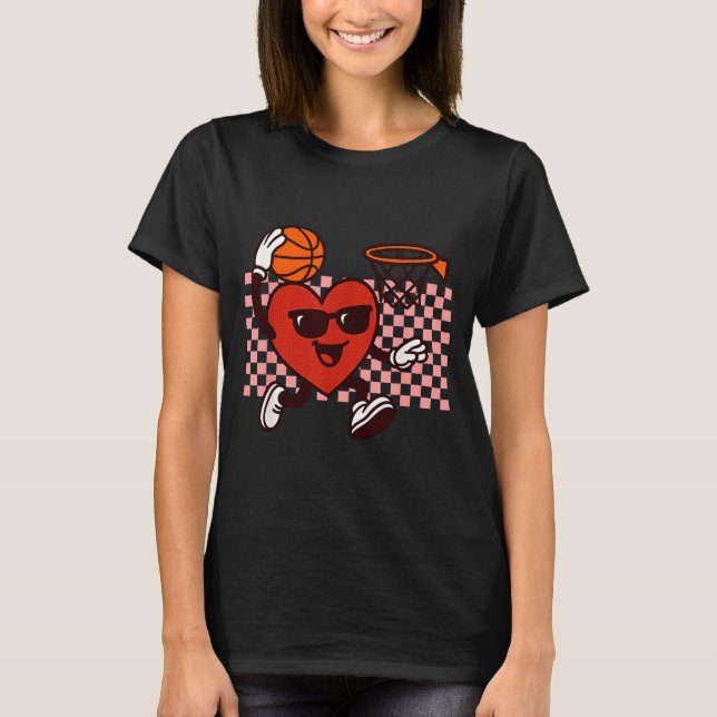 Camiseta Funny Retro Heart Graphic Basketball Player Kids V (Anverso)