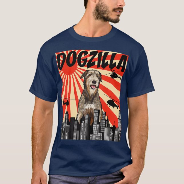 Camiseta Funny Retro Japanese Dogzilla Irish Wolfhound (Anverso)