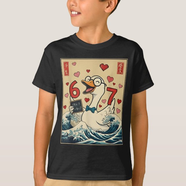 Camiseta Funny Retro Japanese Goose Teacher 6 7 Meme Valent (Anverso)