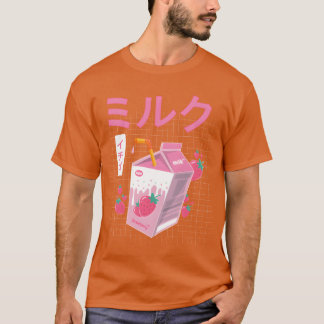 Camiseta Funny Retro Japanese Kawaii Strawberry Milk Shake 