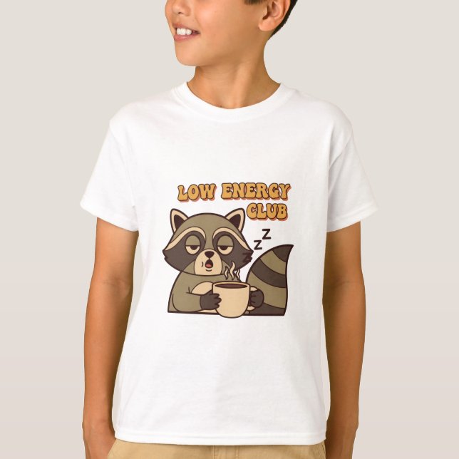 Camiseta Funny Retro Raccoon Kids Low Energy T-Shirt (Anverso)