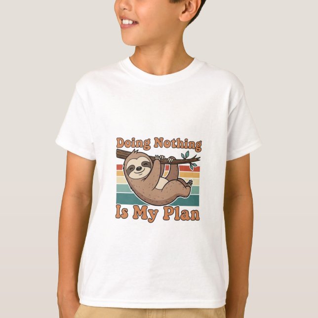 Camiseta Funny Retro Sloth Kids Graphic T-Shirt (Anverso)