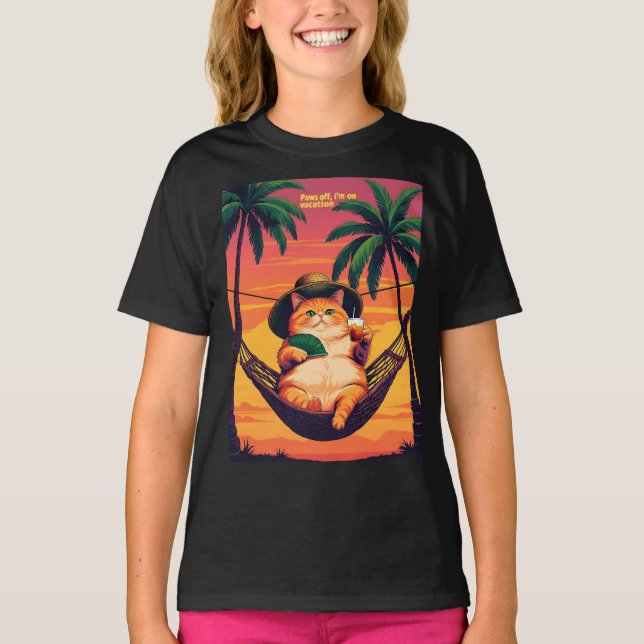 Camiseta Funny Retro Summer Cat Vacation (Anverso)
