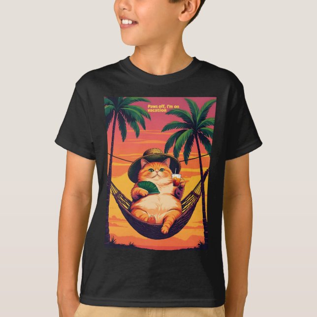 Camiseta Funny Retro Summer Cat Vacation (Anverso)