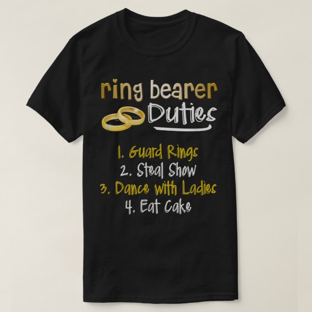 Camiseta FUNNY RING BEARER DEBATES Boda ACOGEDOR  (Diseño del anverso)