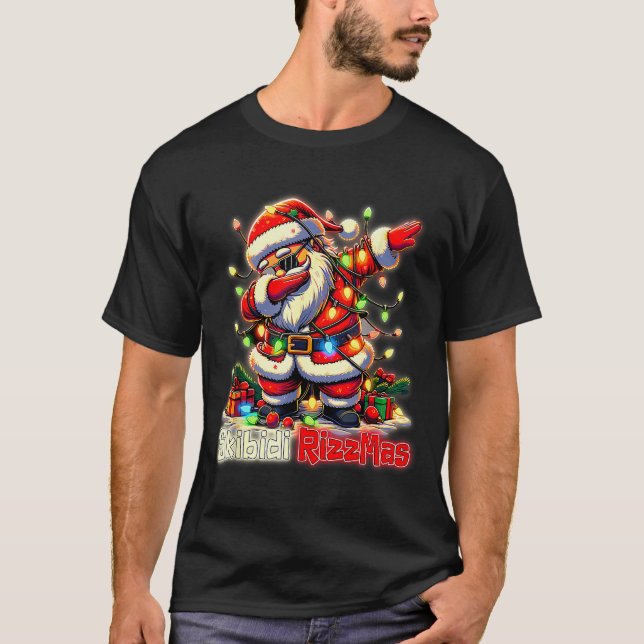 Camiseta Funny Rizz Santa Claus Dabbing Christmas Skibidi R (Anverso)