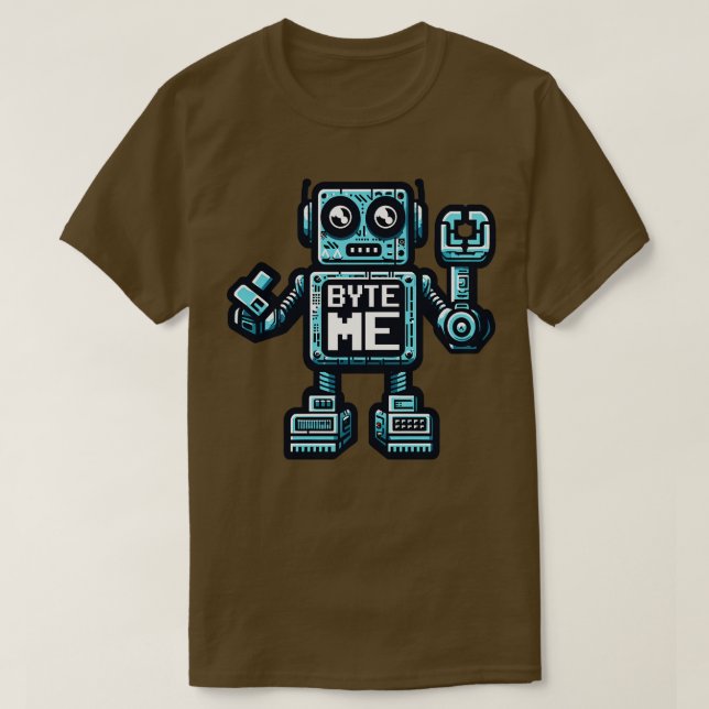 Camiseta Funny Robot AI AGI Humor Byte Me (Diseño del anverso)