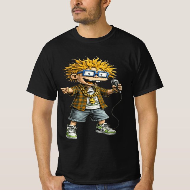 Camiseta Funny Rockstar Cartoon Character Graphic T-Shirt  (Anverso)