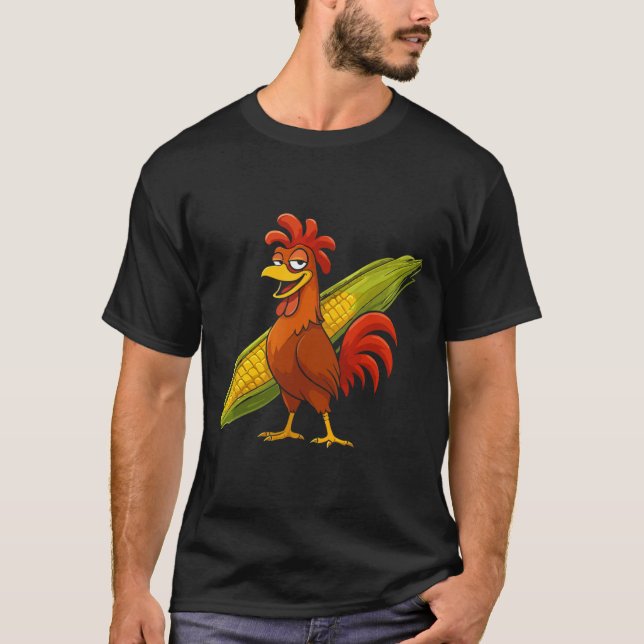 Camiseta Funny Rooster With Corn Cob Thanksgiving Chicken F (Anverso)