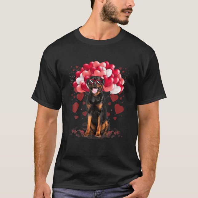 Camiseta Funny Rottweiler Día de San Valentín del corazón P (Anverso)