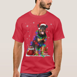 Camiseta Funny Rottweiler Dog Tree Christmas Lights Xmas Pa