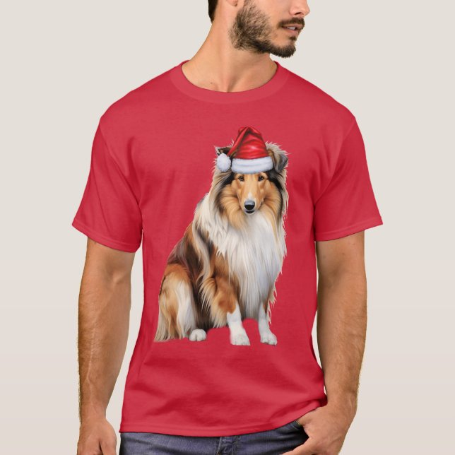 Camiseta Funny Rough Collie Dog Lover Navidades (Anverso)