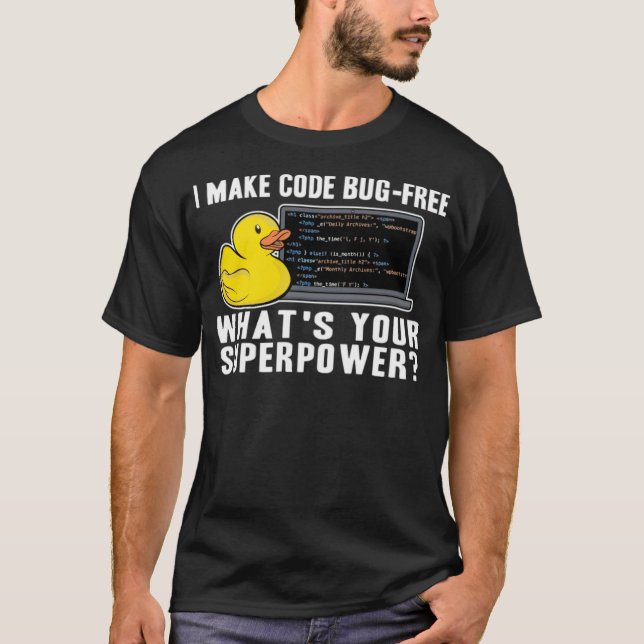Camiseta Funny Rubber Duck Debugging Superpower Coding labr (Anverso)