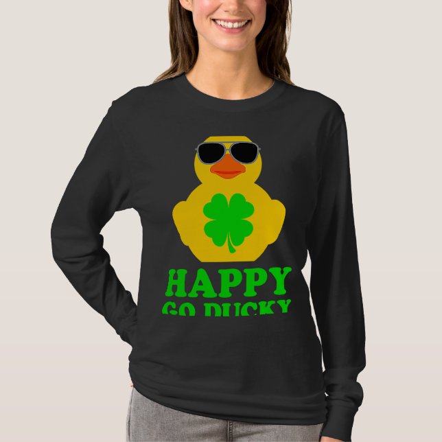Camiseta Funny Rubber Duck Four Leaf Clover Sunglasses Happ (Anverso)