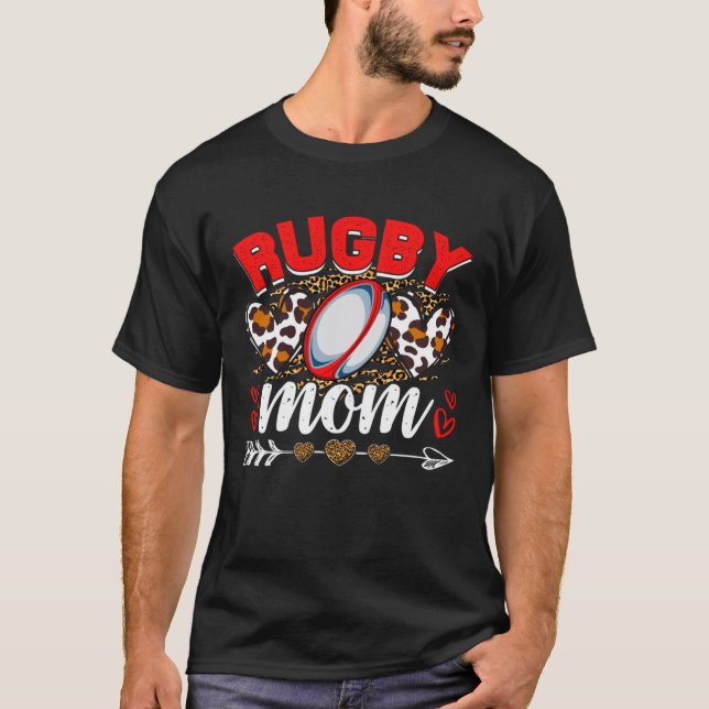Camiseta Funny Rugby Mom Leopard Sport Lover Mother's Day (Anverso)