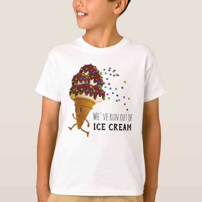 Camiseta Funny Run Out of Ice Cream Cartoon (Anverso)