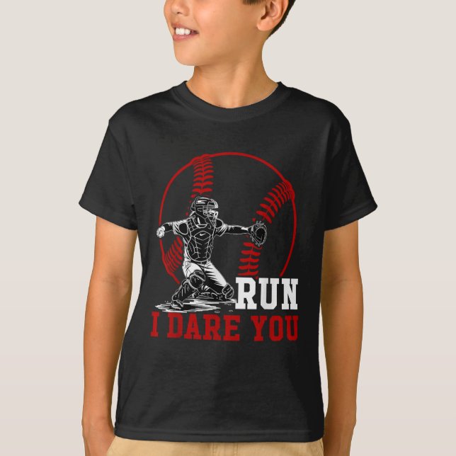 Camiseta Funny Run Steel te atrevo a jugar al béisbol (Anverso)