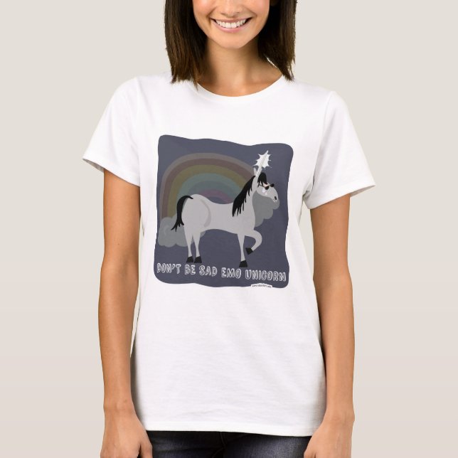 Camiseta Funny Sad Emo Unicorn (Anverso)