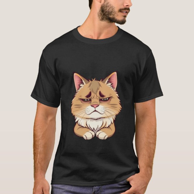 Camiseta Funny Sad Ginger Cat Tired Eyes  ✨🐾🥺 (Anverso)