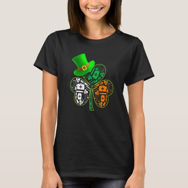 Camiseta Funny Saint Patrick S Day Médica Shamrock Gorra Ir (Anverso)