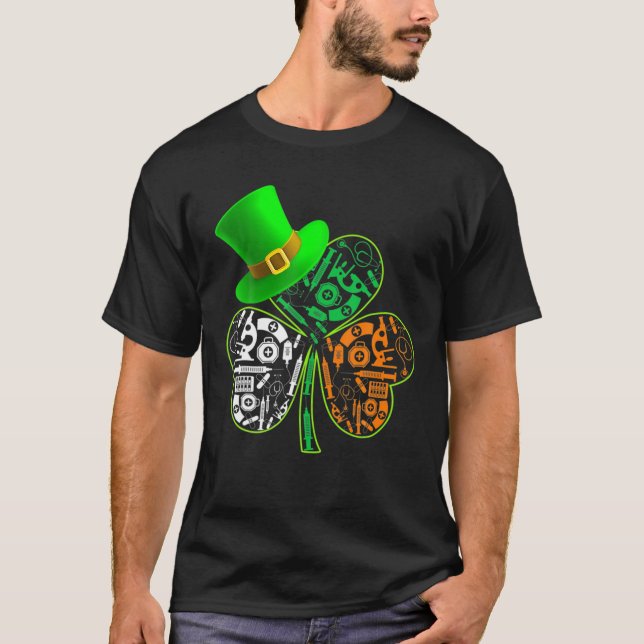 Camiseta Funny Saint Patrick's Day Nurse Shamrock Gorra Iri (Anverso)