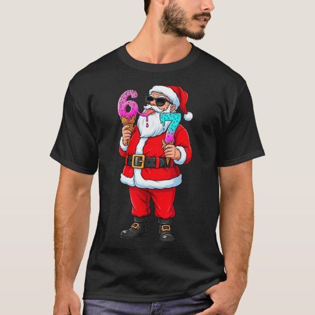 Camiseta Funny Santa 67 Ice Cream Christmas Drip Xmas Teens (Anverso)