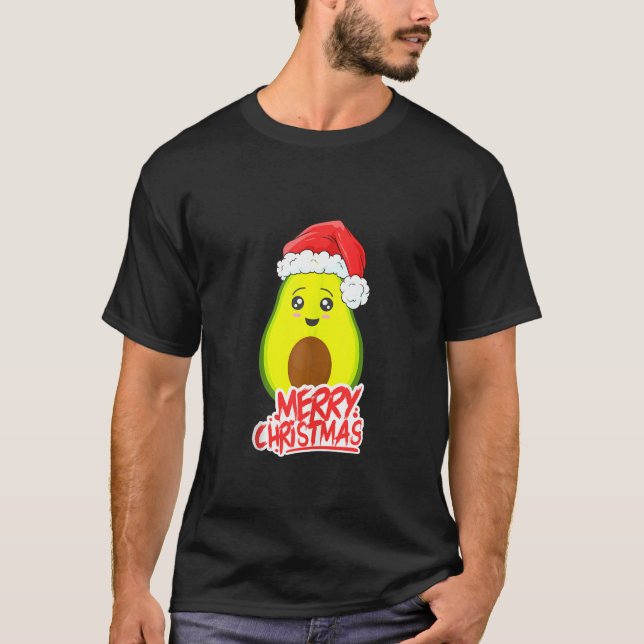 Camiseta Funny Santa Aguacate Feliz Navidad Vegan Vacacione (Anverso)