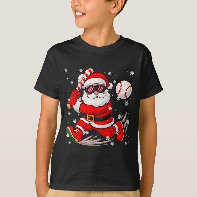 Camiseta Funny Santa Baseball Christmas Pajamas Xmas Men Bo (Anverso)