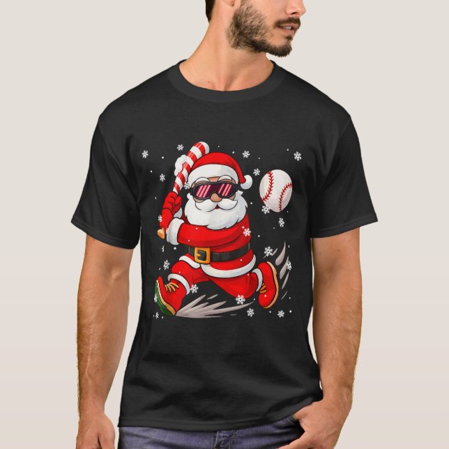 Camiseta Funny Santa Baseball Christmas Pajamas Xmas Men Bo (Anverso)