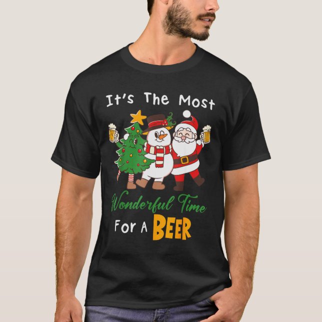 Camiseta Funny Santa Beer Christmas Drinking Most Wonderful (Anverso)