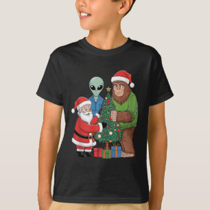 Camiseta Funny Santa Bigfoot Alien Decoró Navidades Tre