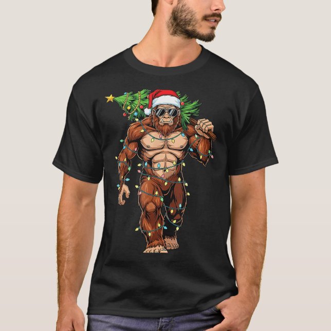 Camiseta Funny Santa Bigfoot Christmas Tree Christmas Crypt (Anverso)