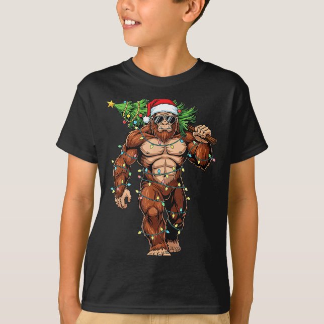 Camiseta Funny Santa Bigfoot Christmas Tree Christmas Crypt (Anverso)