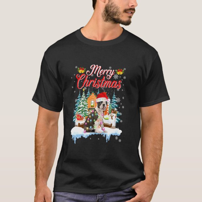 Camiseta Funny Santa Boston Terrier Feliz Navidad Hombres W (Anverso)