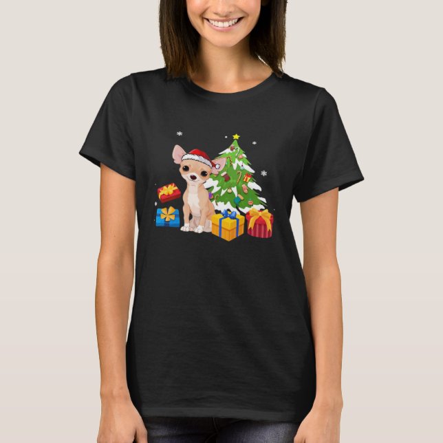 Camiseta Funny Santa Chihuahua Dog Christmas Tree Gifts Xma (Anverso)