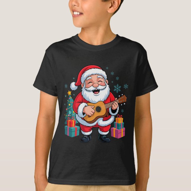 Camiseta Funny Santa Christmas Design Ukulele Holiday Xmas  (Anverso)