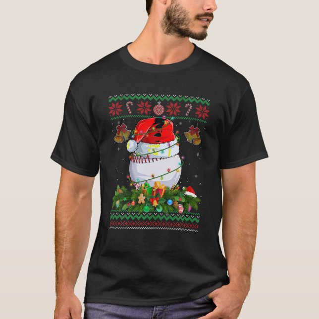 Camiseta Funny Santa Claus Ball Wreath Navidades L (Anverso)